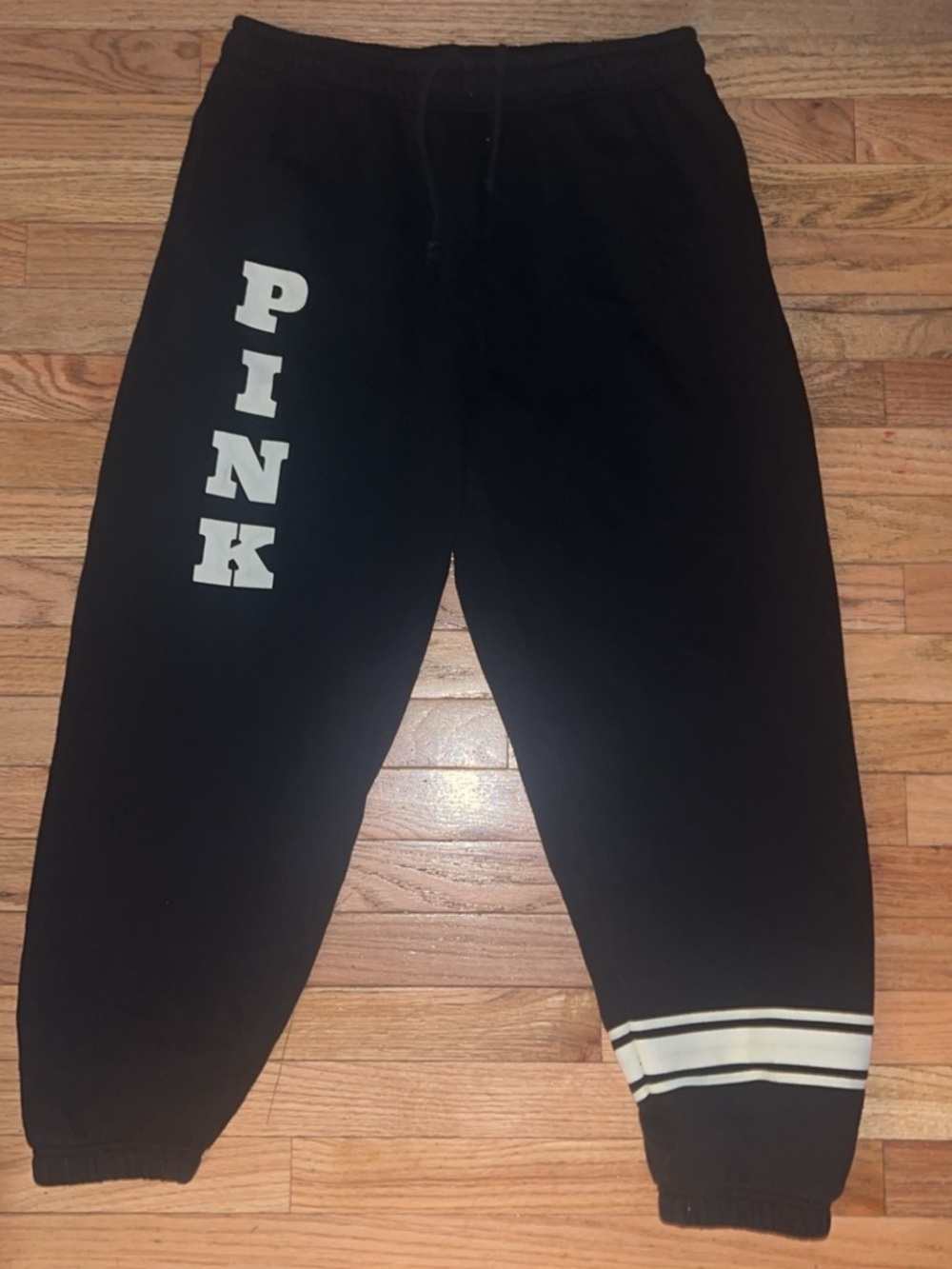 PINK Victoria's Secret Black Jogger Sweatpants with White Logo